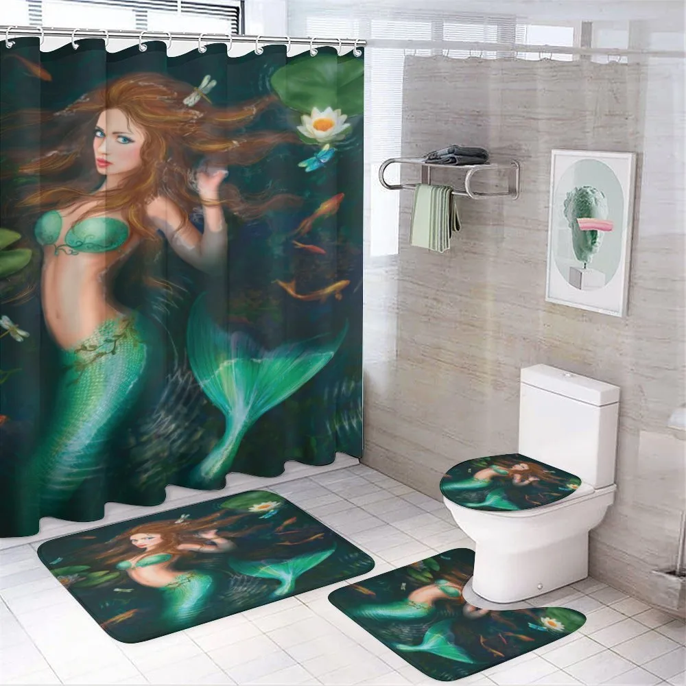 Mermaid Lake Lilies — 4-Piece Bathroom Set preview