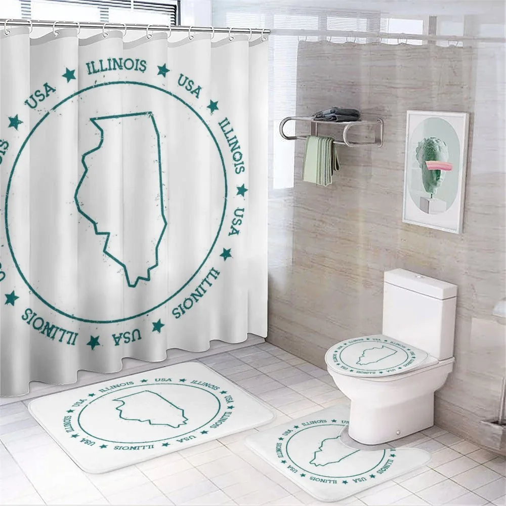 Outline Map in USA Circle — 4-Piece Bathroom Set preview