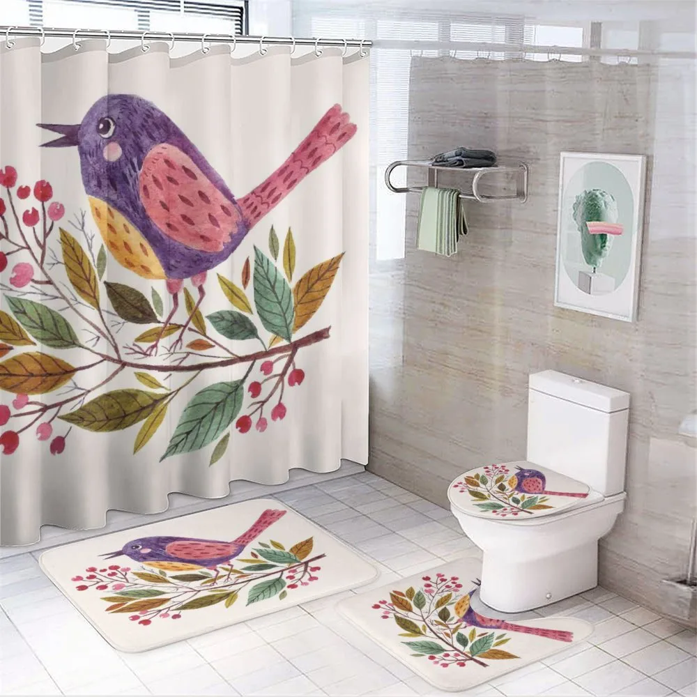 Scarlet Firethorn Flower — 4-Piece Bathroom Set preview
