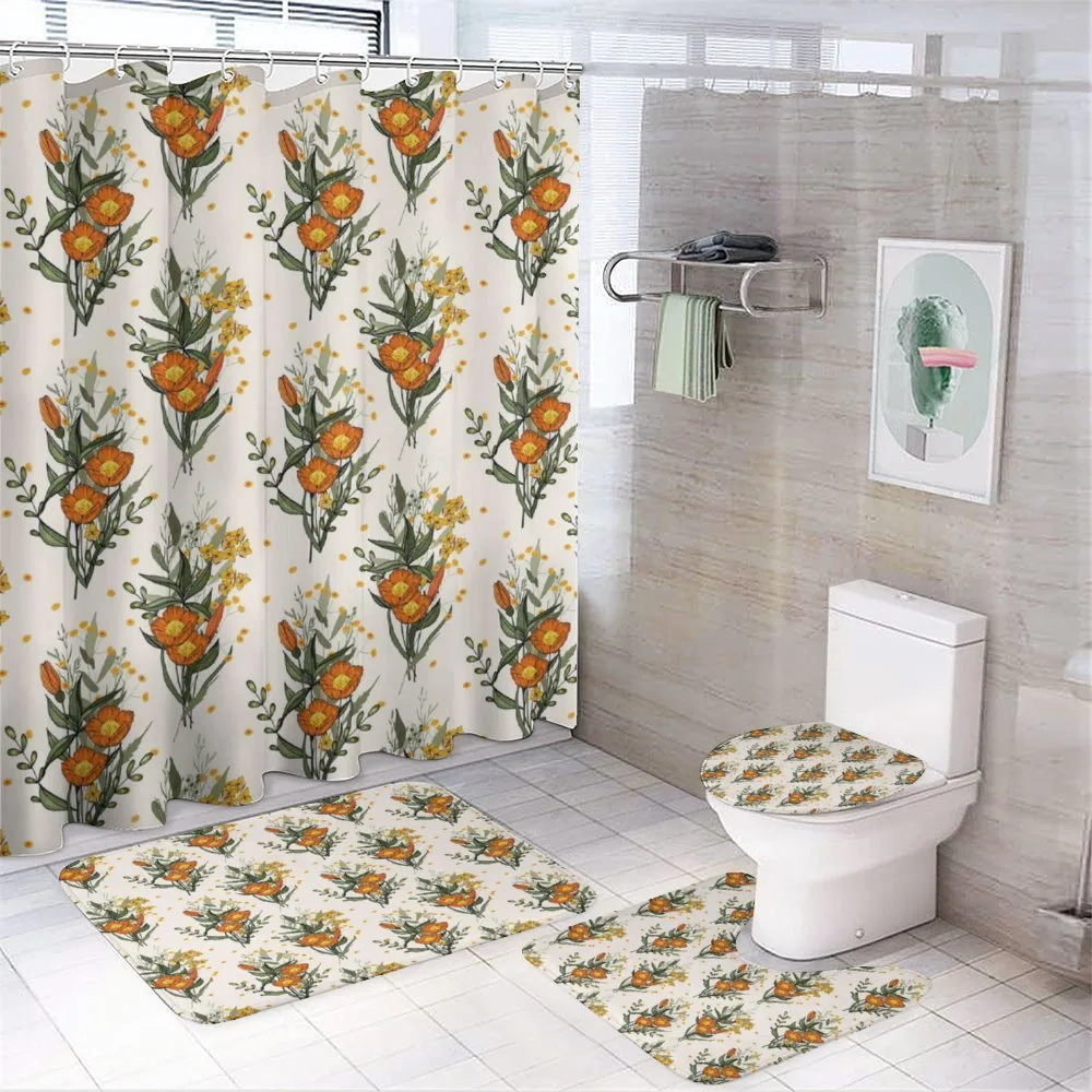 Vintage California Poppy — 4-Piece Bathroom Set preview