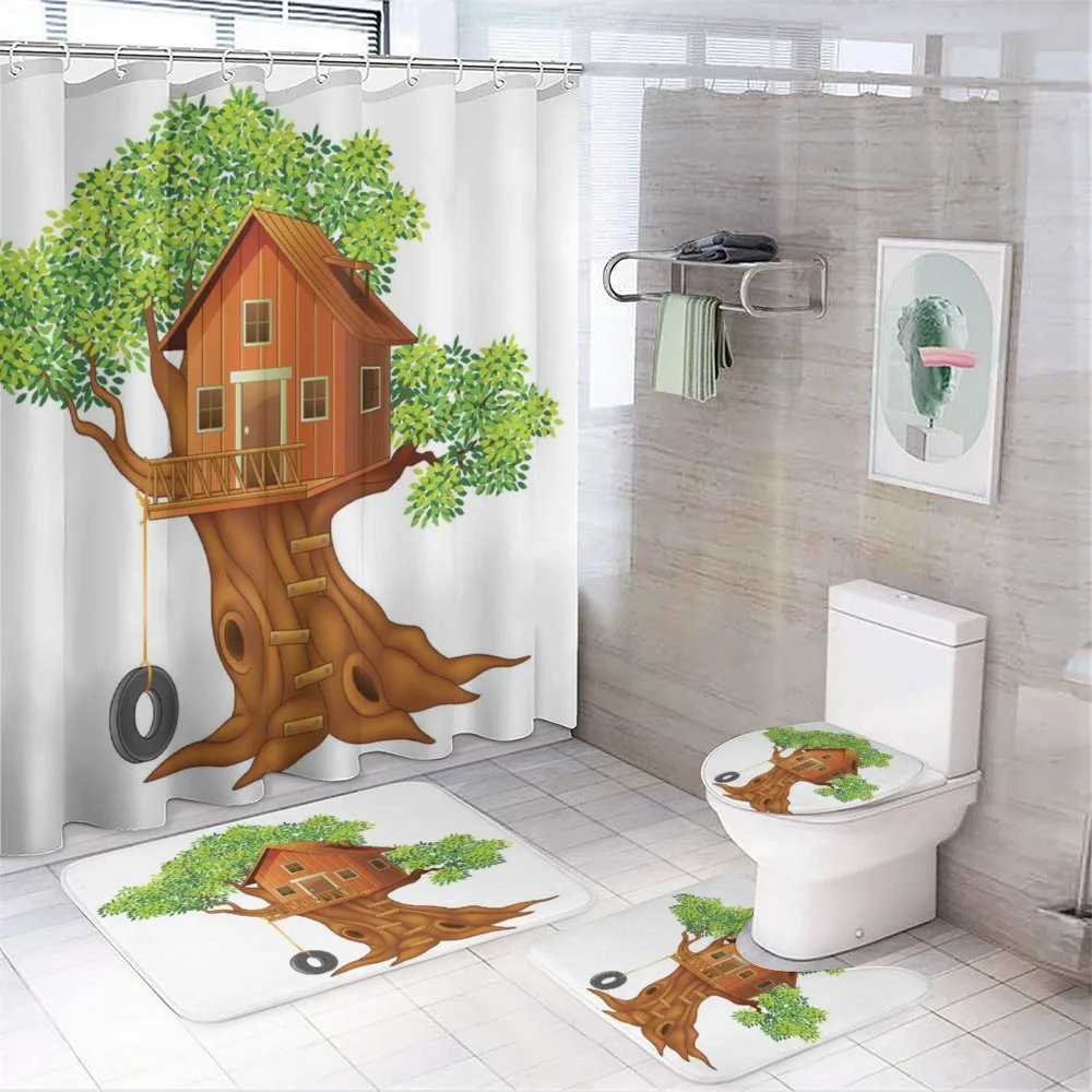 Wooden Home on Branches — 4-Piece Bathroom Set preview