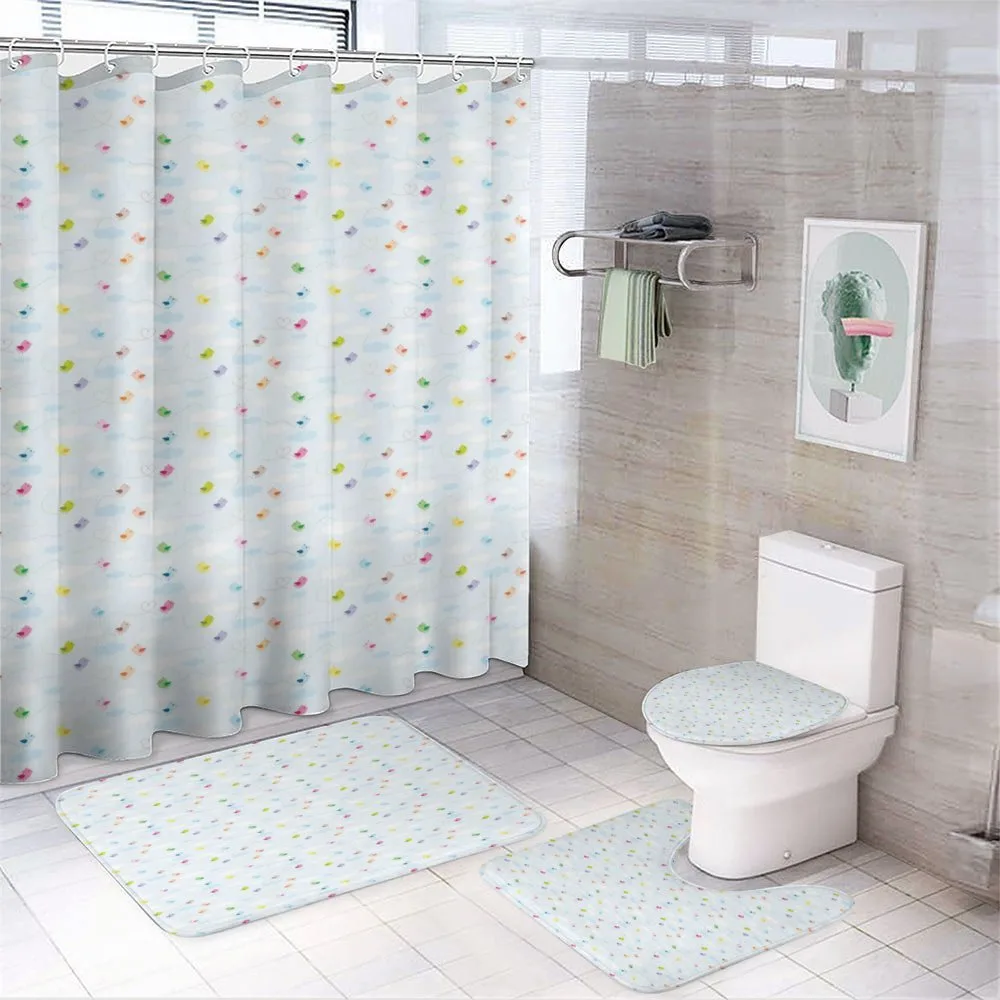 Birds and Clouds Hearts — 4-Piece Bathroom Set preview