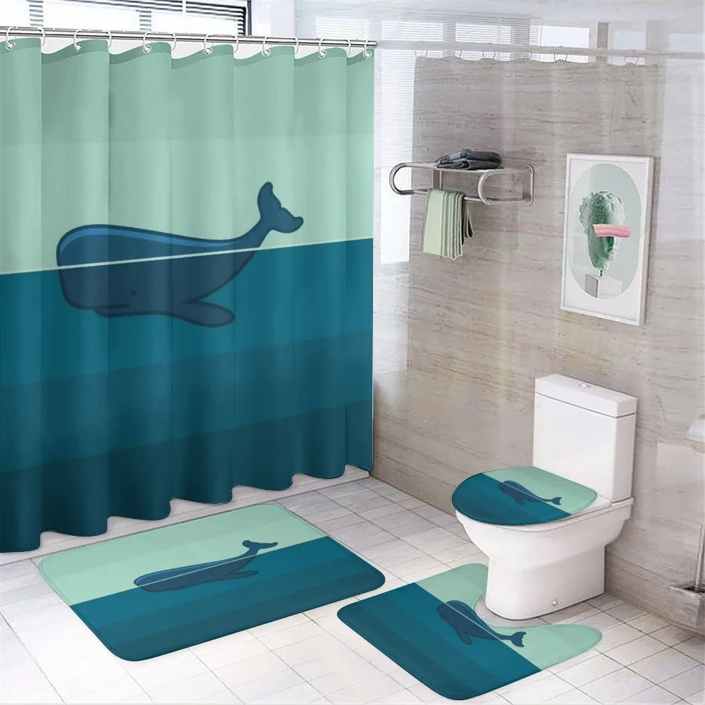 Blue Whale in the Sea — 4-Piece Bathroom Set preview