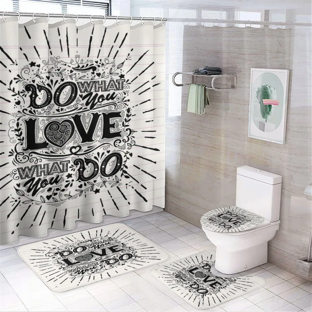 Hand-lettering and Swirls — 4-Piece Bathroom Set preview