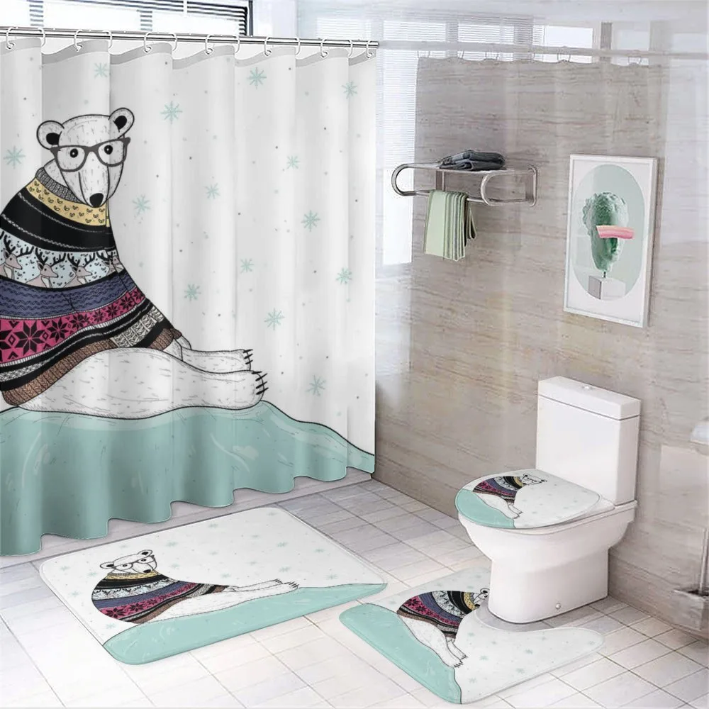Hipster Sweater Christmas — 4-Piece Bathroom Set preview