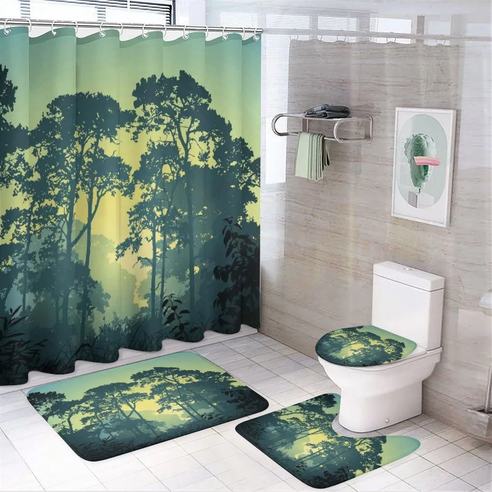 Mist Forest Trees Scene — 4-Piece Bathroom Set preview