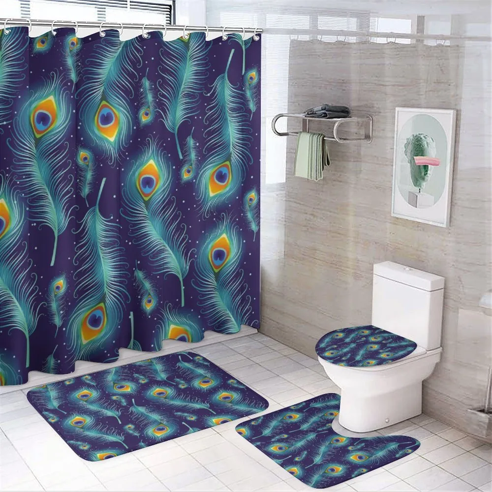 Peacock Bird Feathers — 4-Piece Bathroom Set preview
