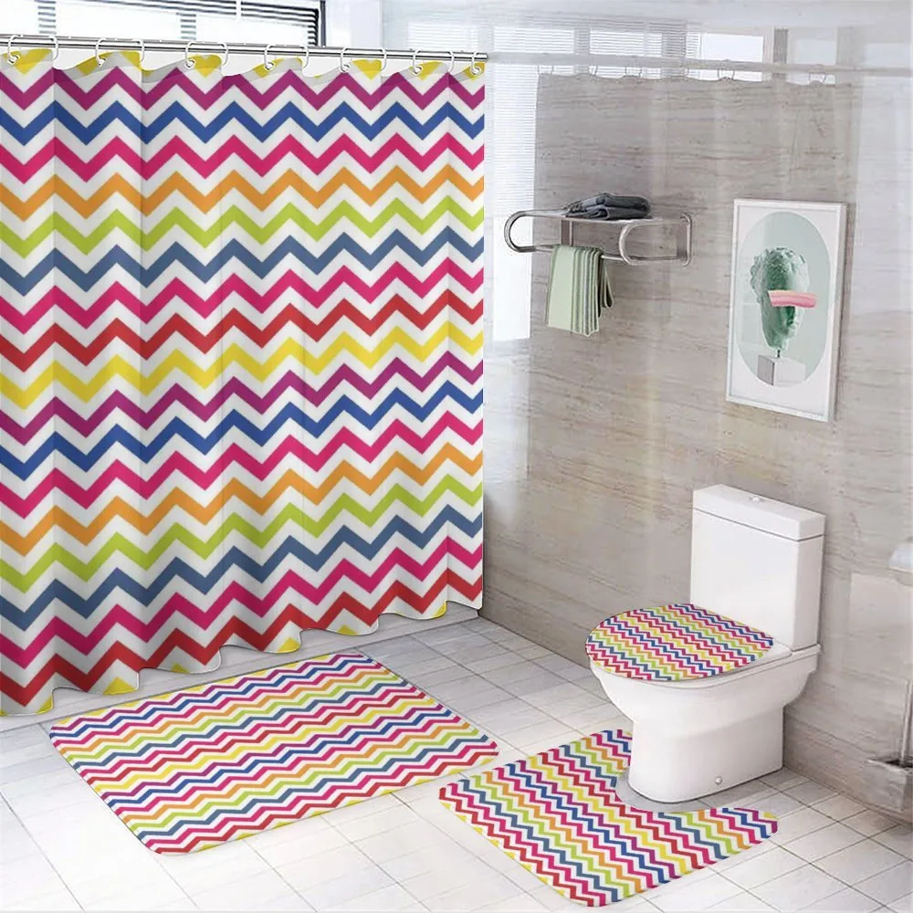 Rainbow Chevron Fun — 4-Piece Bathroom Set preview