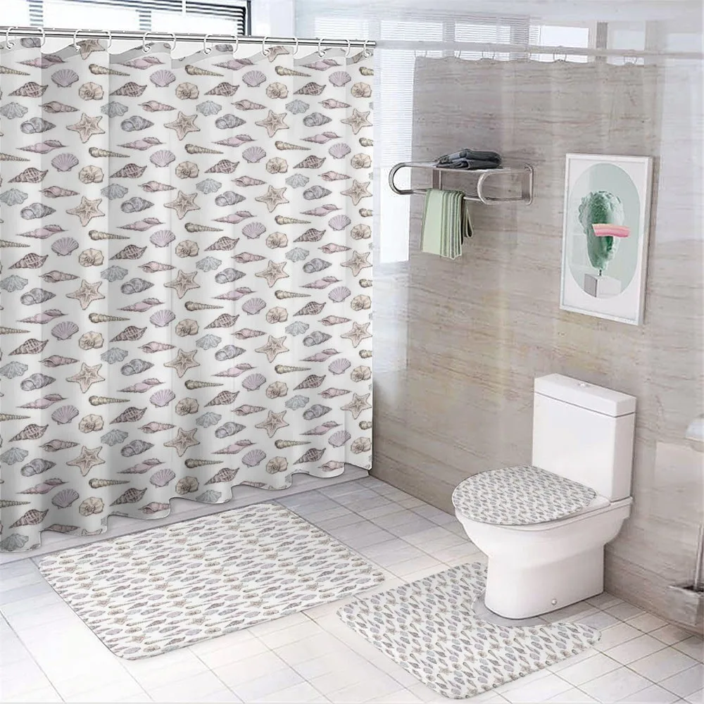 Seashell Sketches Pattern — 4-Piece Bathroom Set preview