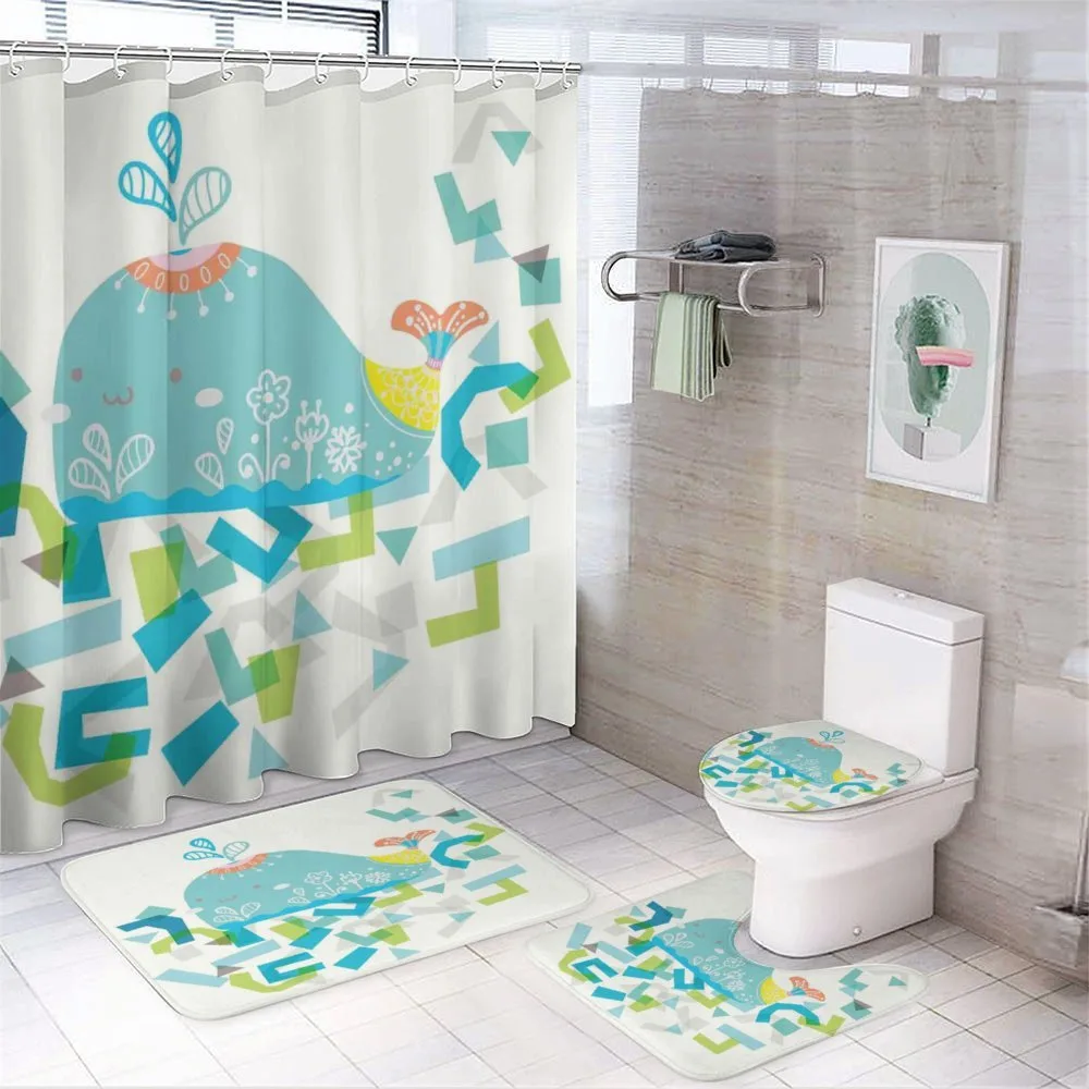 Smile Whale Cartoon — 4-Piece Bathroom Set preview
