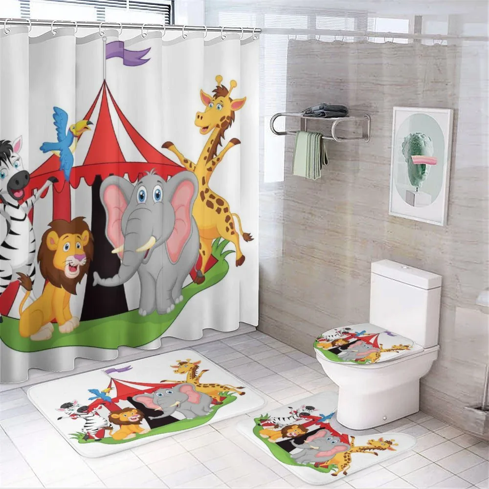 Circus Tent Giraffe Mime — 4-Piece Bathroom Set preview