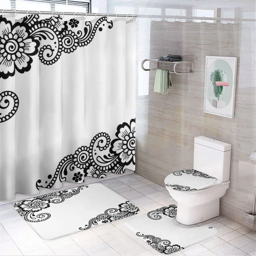 Floral Oriental Art Ornament — 4-Piece Bathroom Set preview