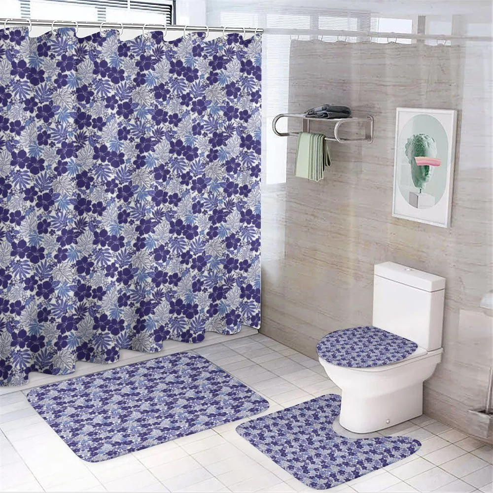 Monochrome Exotic Flora — 4-Piece Bathroom Set preview