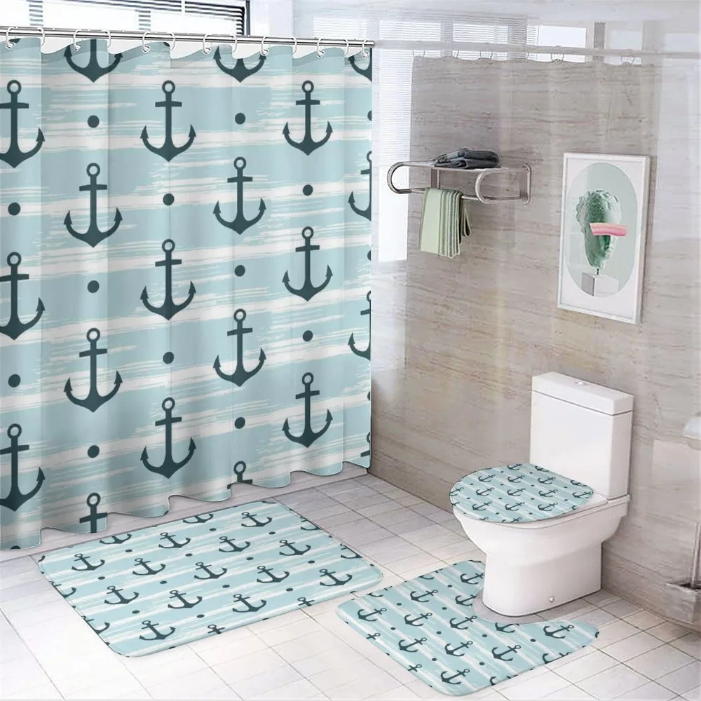 Pattern with Anchors — 4-Piece Bathroom Set preview