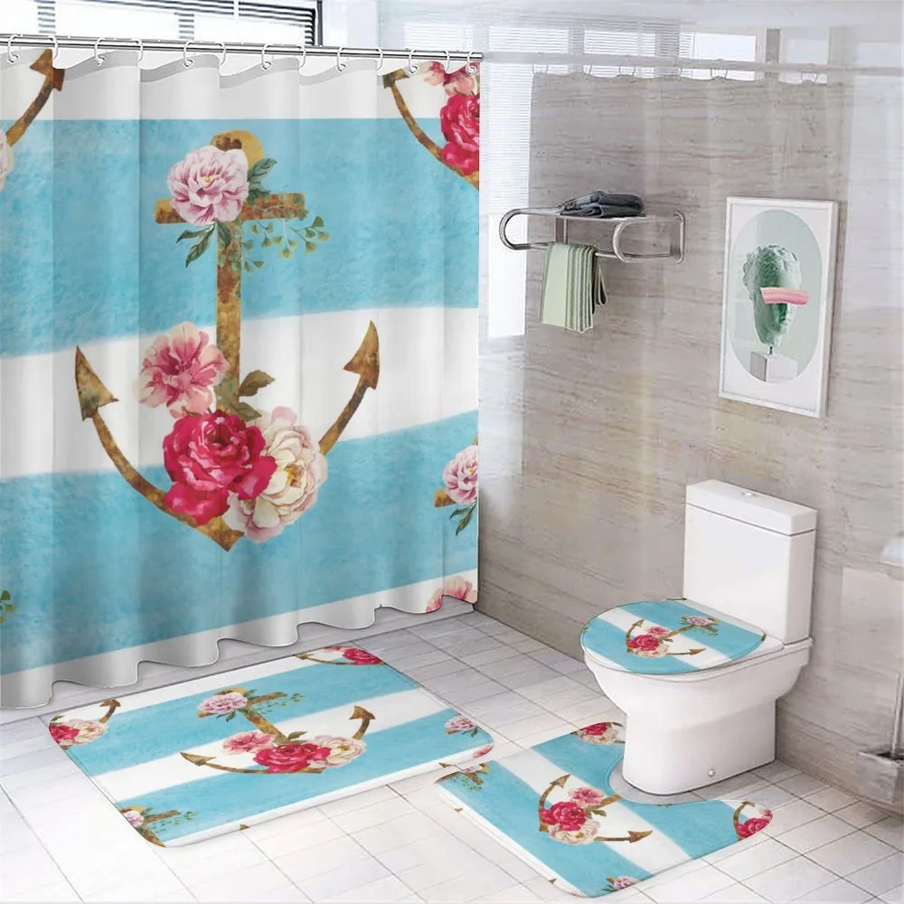 Anchors and Roses — 4-Piece Bathroom Set preview