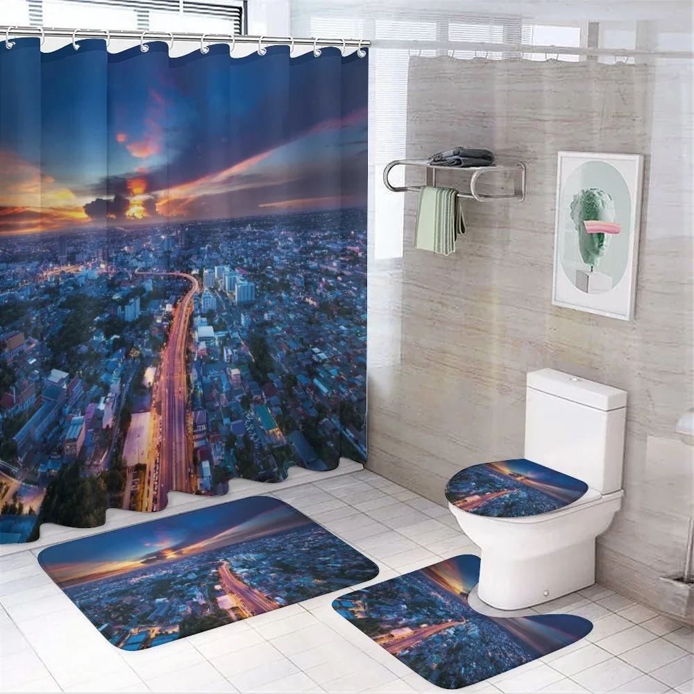 Bangkok Thailand Skyline — 4-Piece Bathroom Set preview
