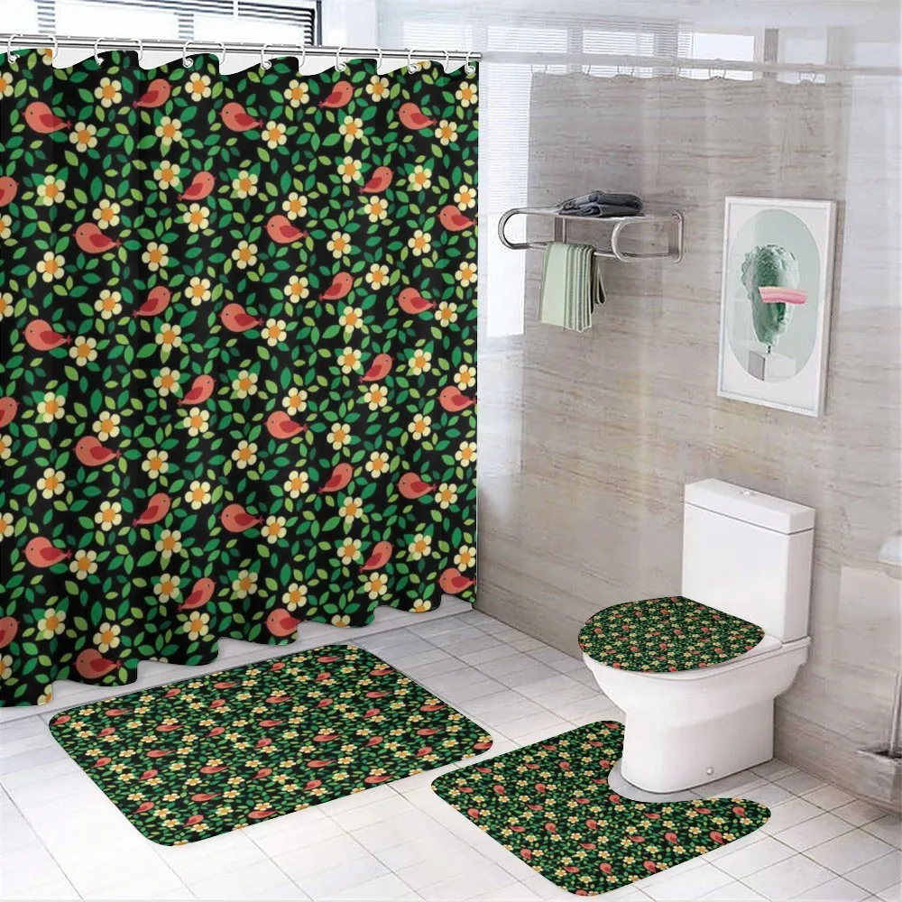 Petals Leaves and Tiny Birds — 4-Piece Bathroom Set preview