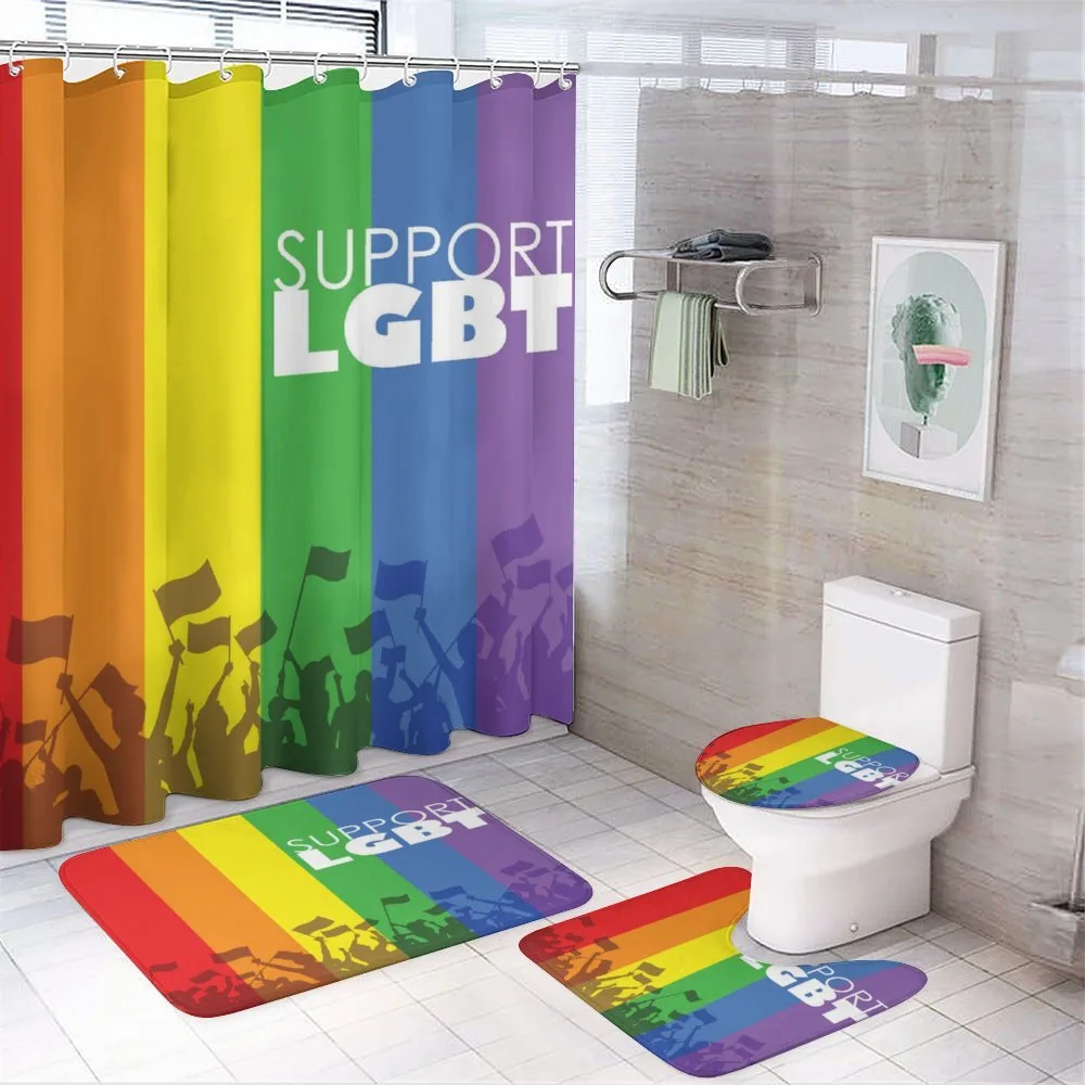 Support LGBT Celebration Flag — 4-Piece Bathroom Set preview