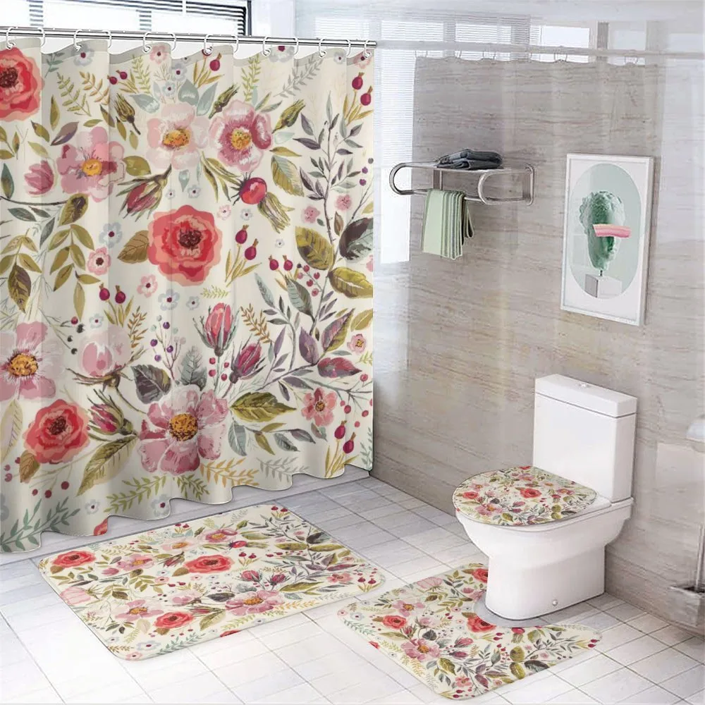 Abstract Flowers Roses — 4-Piece Bathroom Set preview