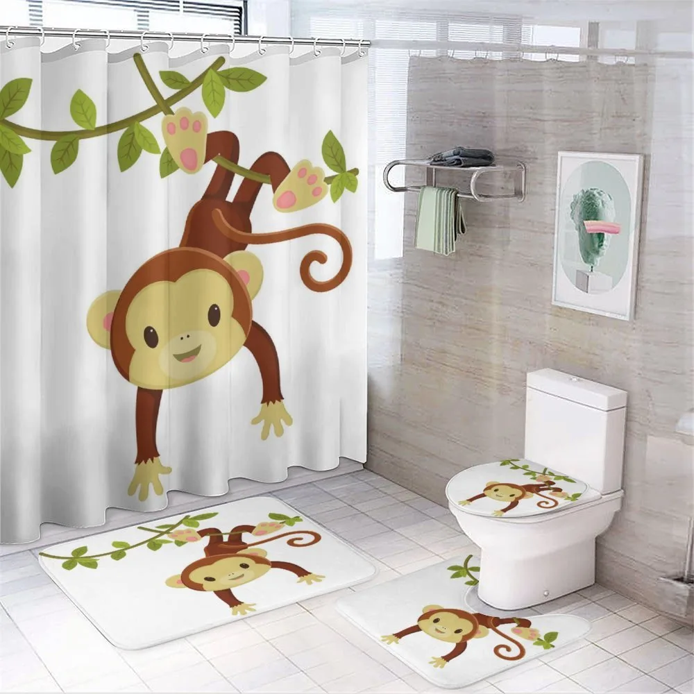 Cartoon Monkey on Liana — 4-Piece Bathroom Set preview