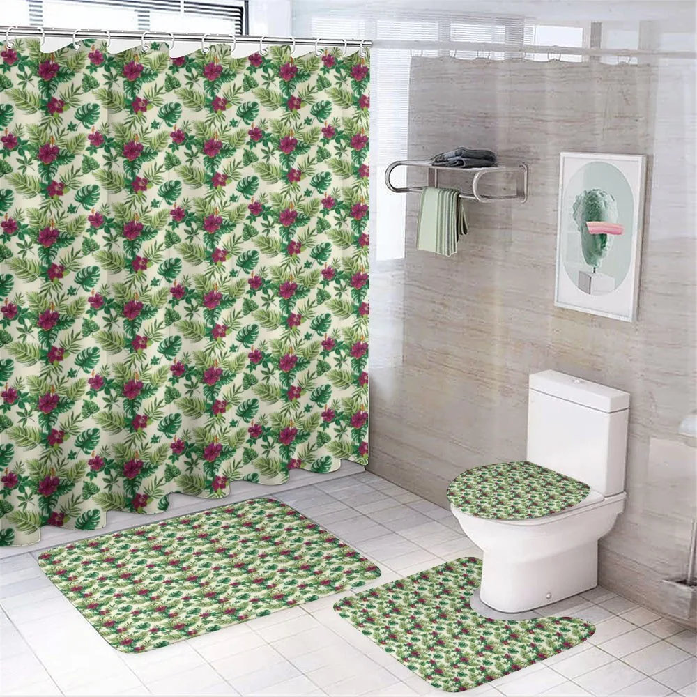 Exotic Foliage and Hibiscus — 4-Piece Bathroom Set preview