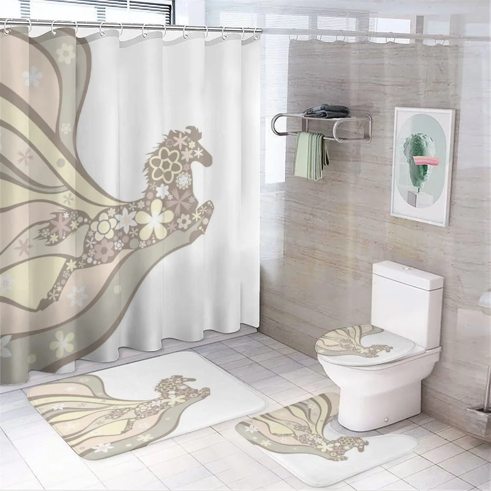 Floral Horse Galloping — 4-Piece Bathroom Set preview
