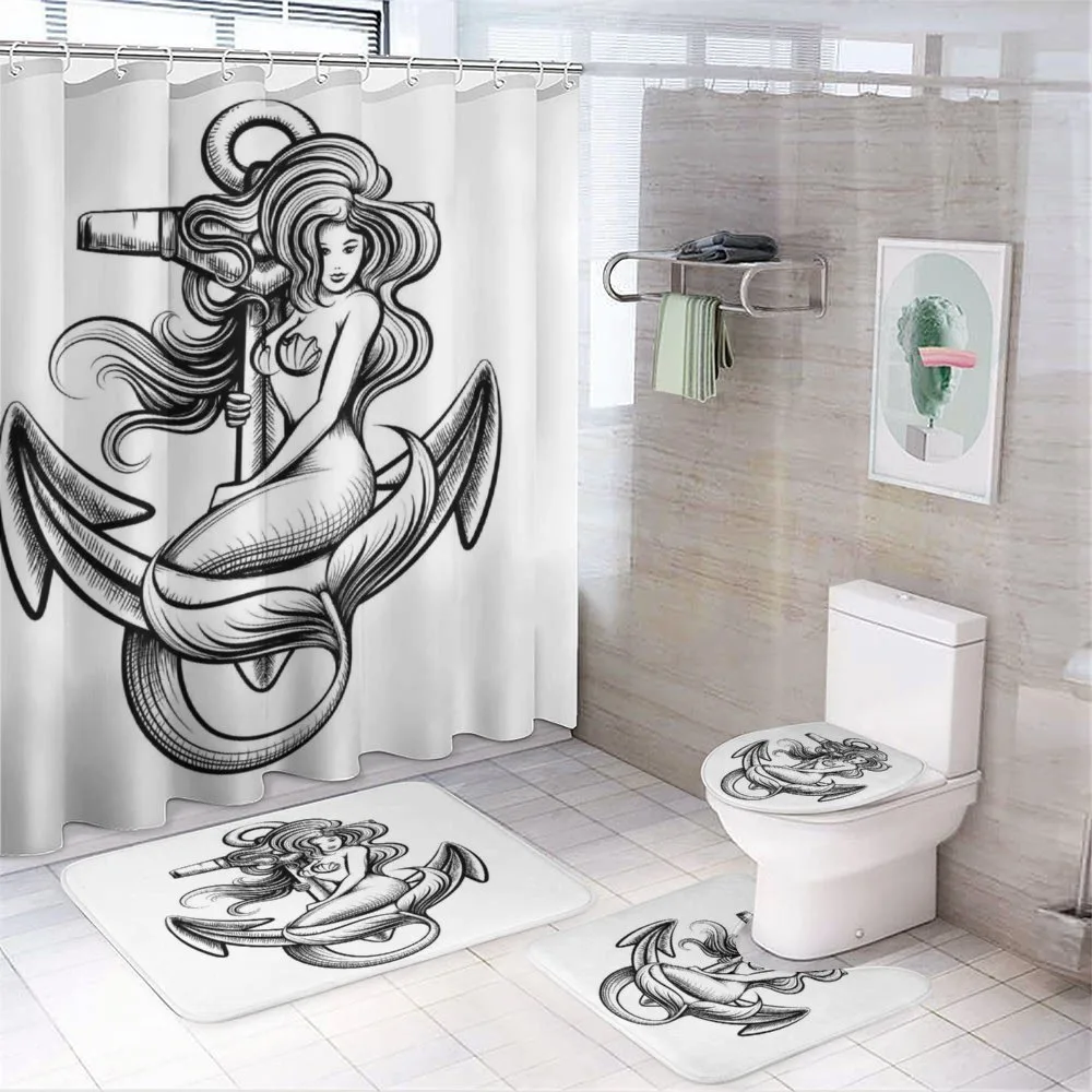 Long Haired Siren Design — 4-Piece Bathroom Set preview
