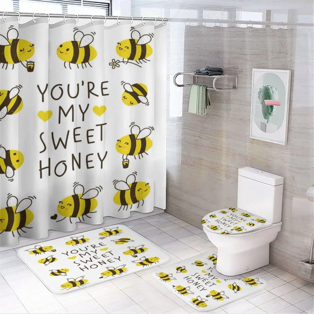 Love Text and Happy Bees — 4-Piece Bathroom Set preview
