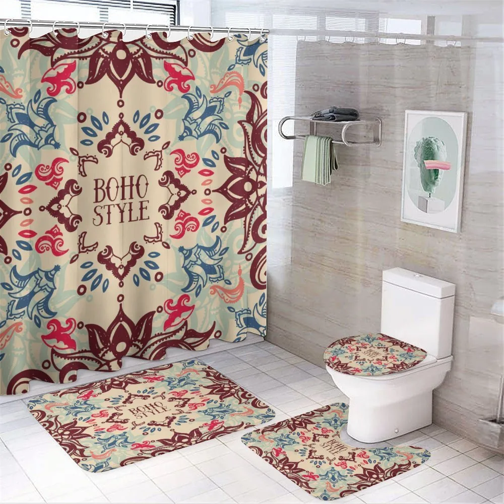 Ornate Floral Ethnic 4-Piece Bathroom Set product video