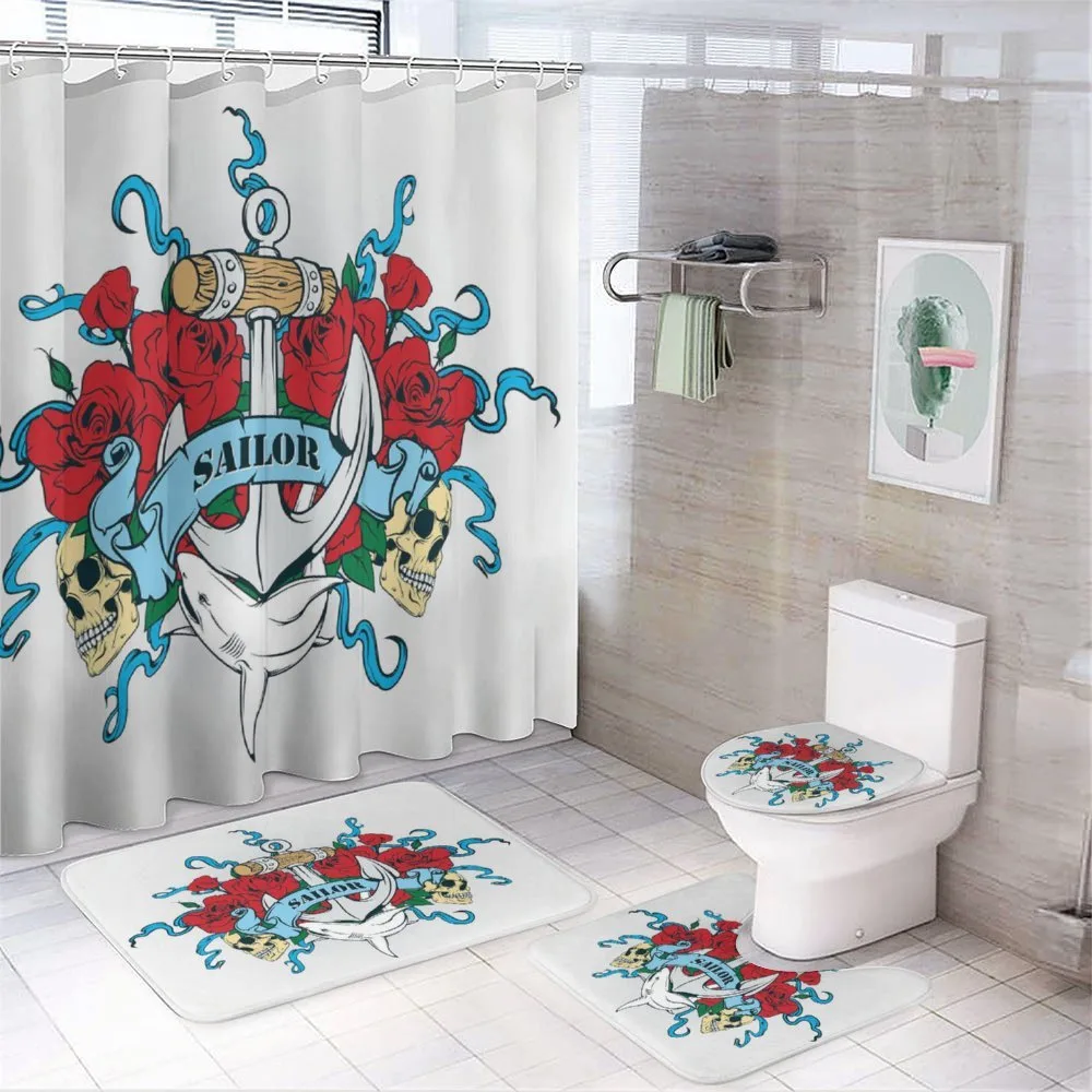 Anchor Bones Skeleton — 4-Piece Bathroom Set preview