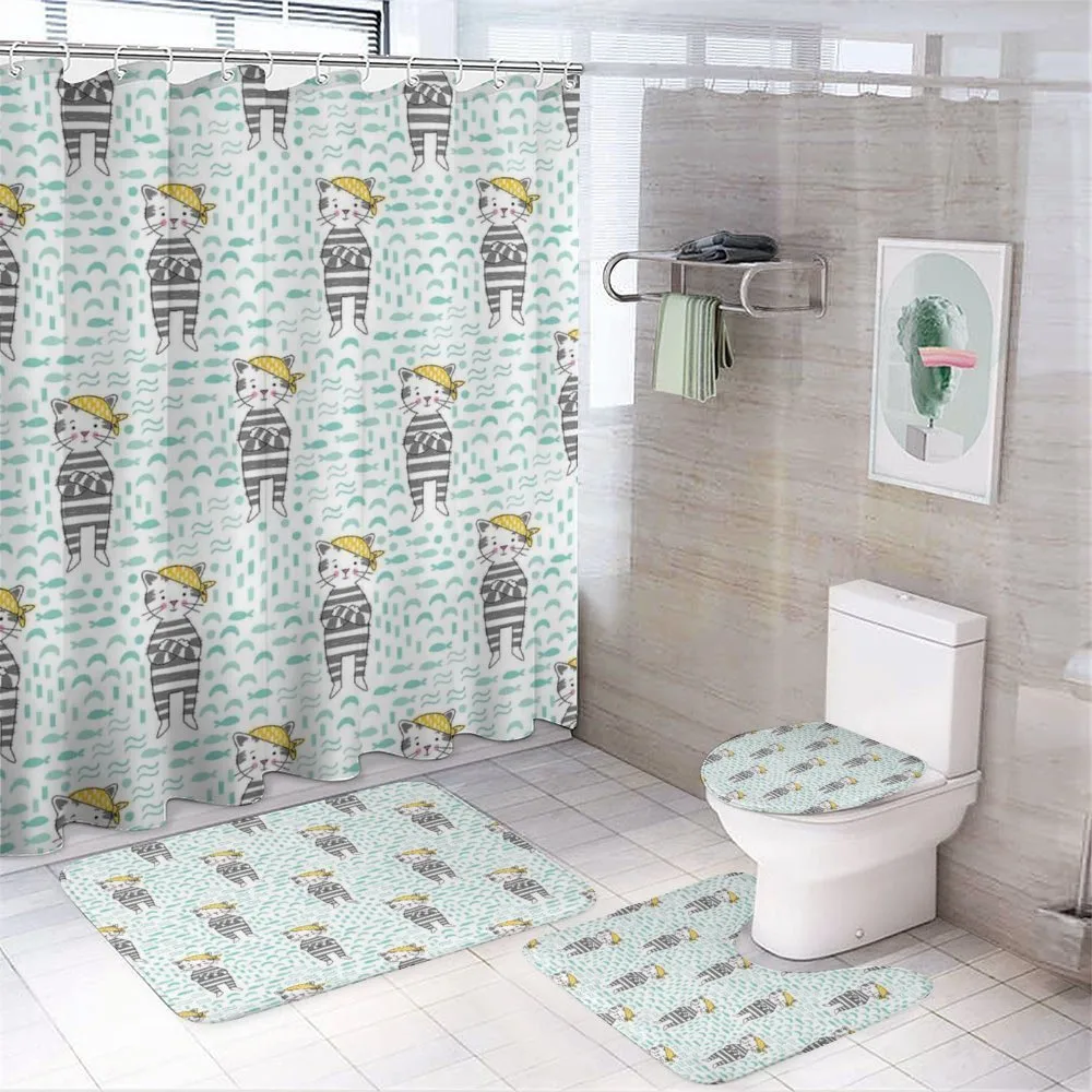 Cats with Bandana 4-Piece Bathroom Set product video