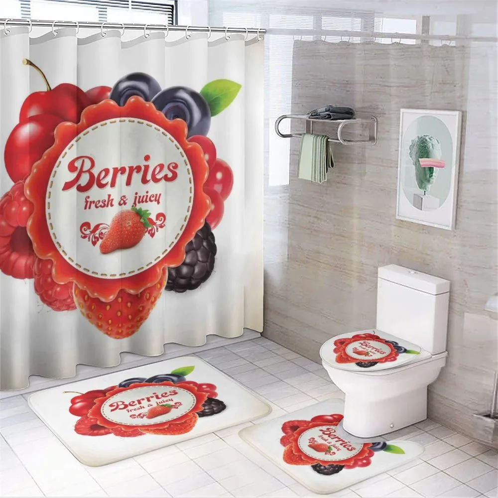 Colorful Berry Pattern — 4-Piece Bathroom Set preview