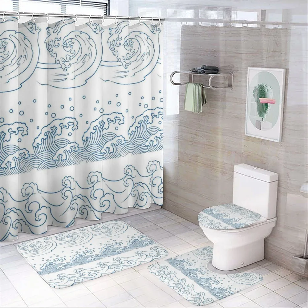 Japanese Kanagawa Wave — 4-Piece Bathroom Set preview