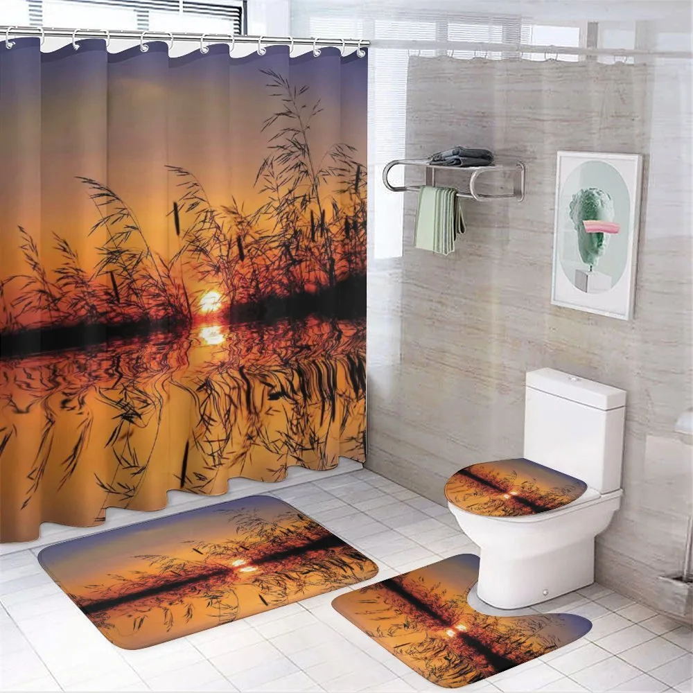 Lake Sunset Photo Scene — 4-Piece Bathroom Set preview