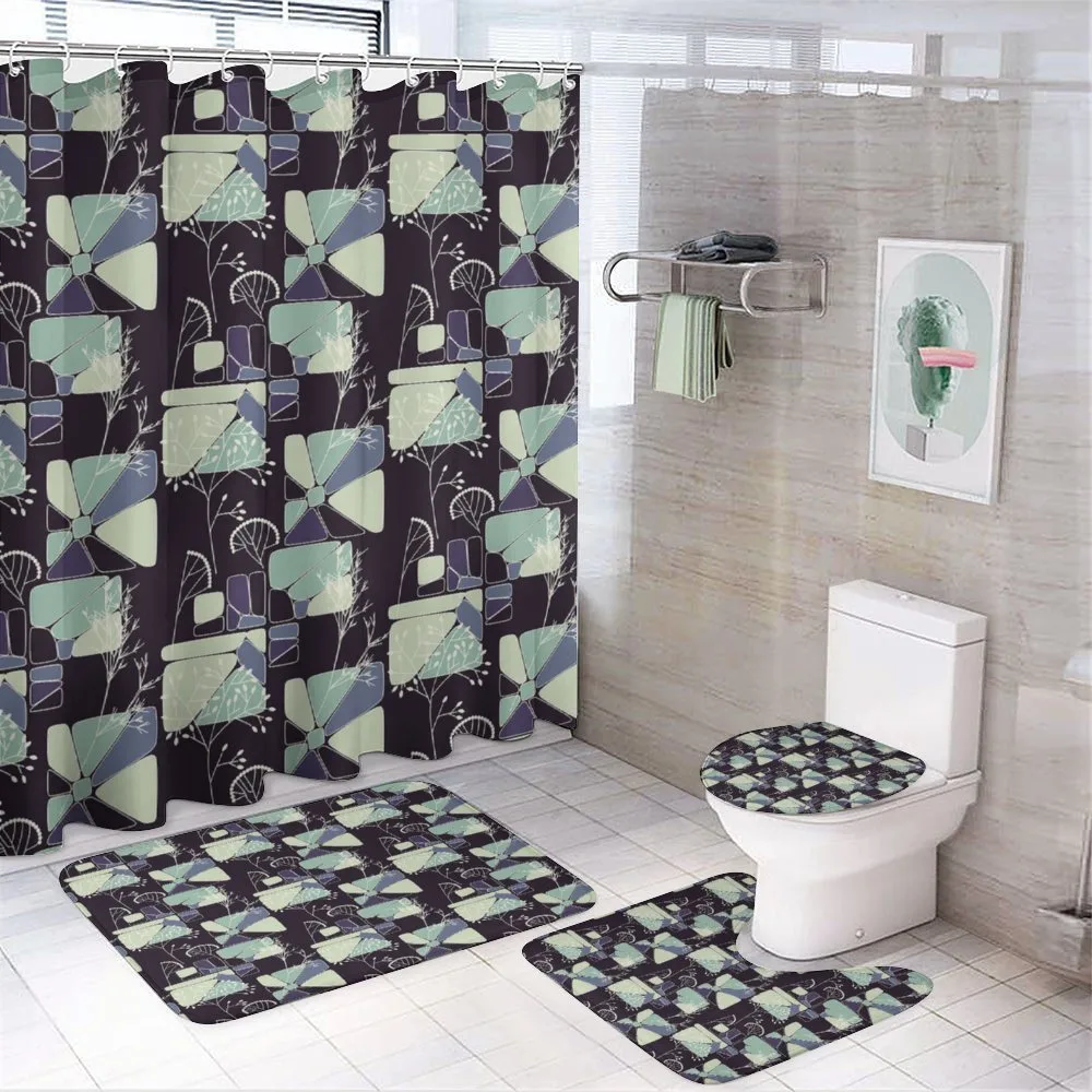 Mosaic Look Square Monotone Trees — 4-Piece Bathroom Set preview