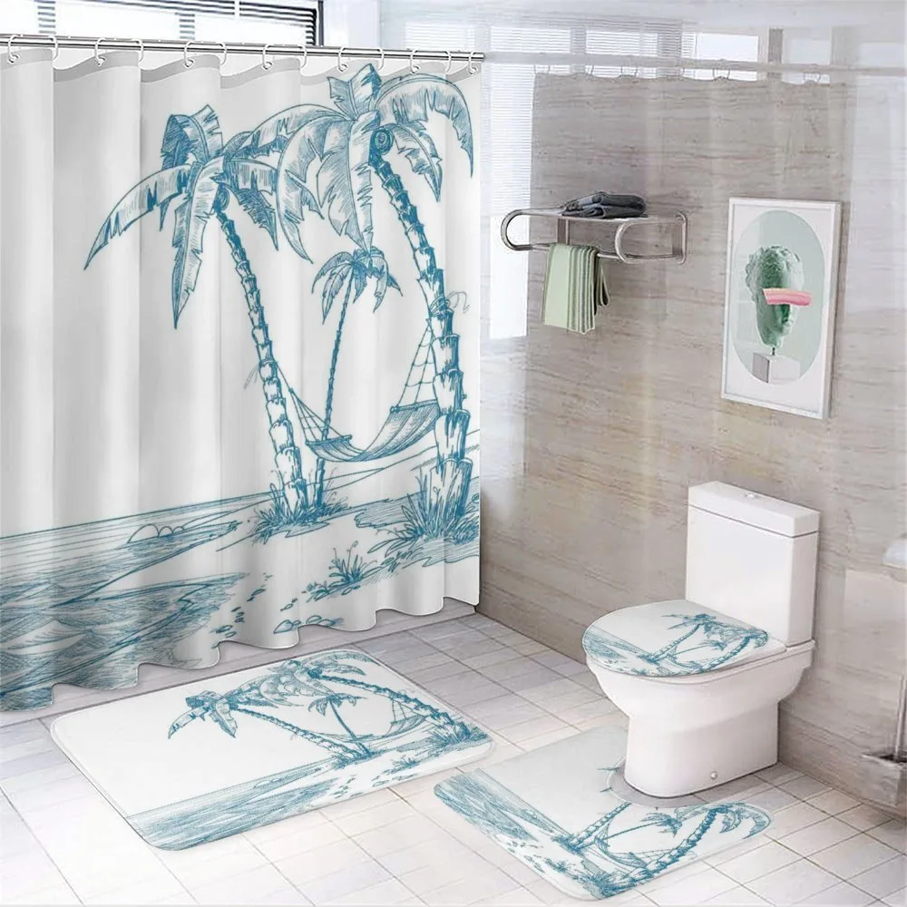 Palm Trees at Beach — 4-Piece Bathroom Set preview