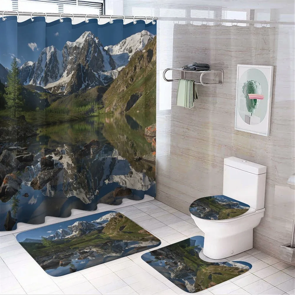 Pastoral Snowy Alps 4-Piece Bathroom Set product video