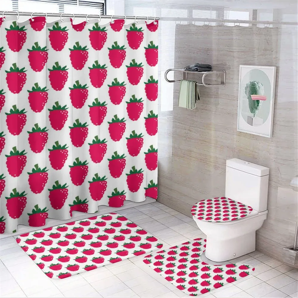 Repetitive Raspberries Design — 4-Piece Bathroom Set preview