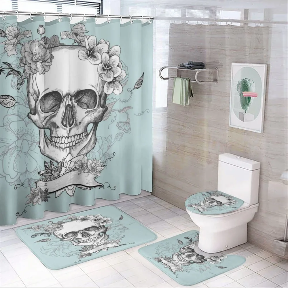 Skull and Flowers — 4-Piece Bathroom Set preview