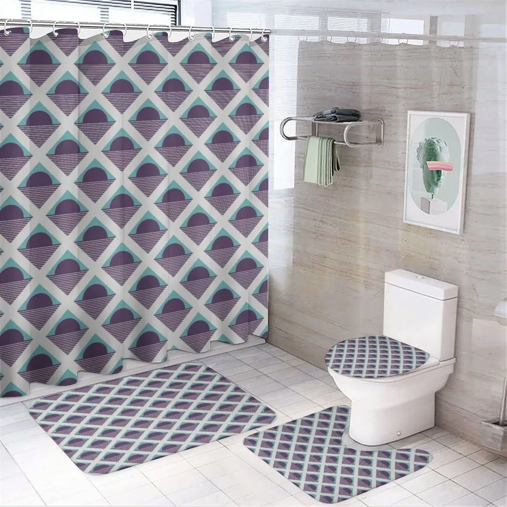 Squares Circles Stripes — 4-Piece Bathroom Set preview