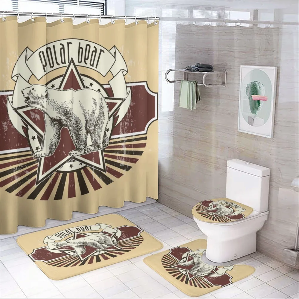 Vintage Retro Polar Bear — 4-Piece Bathroom Set preview