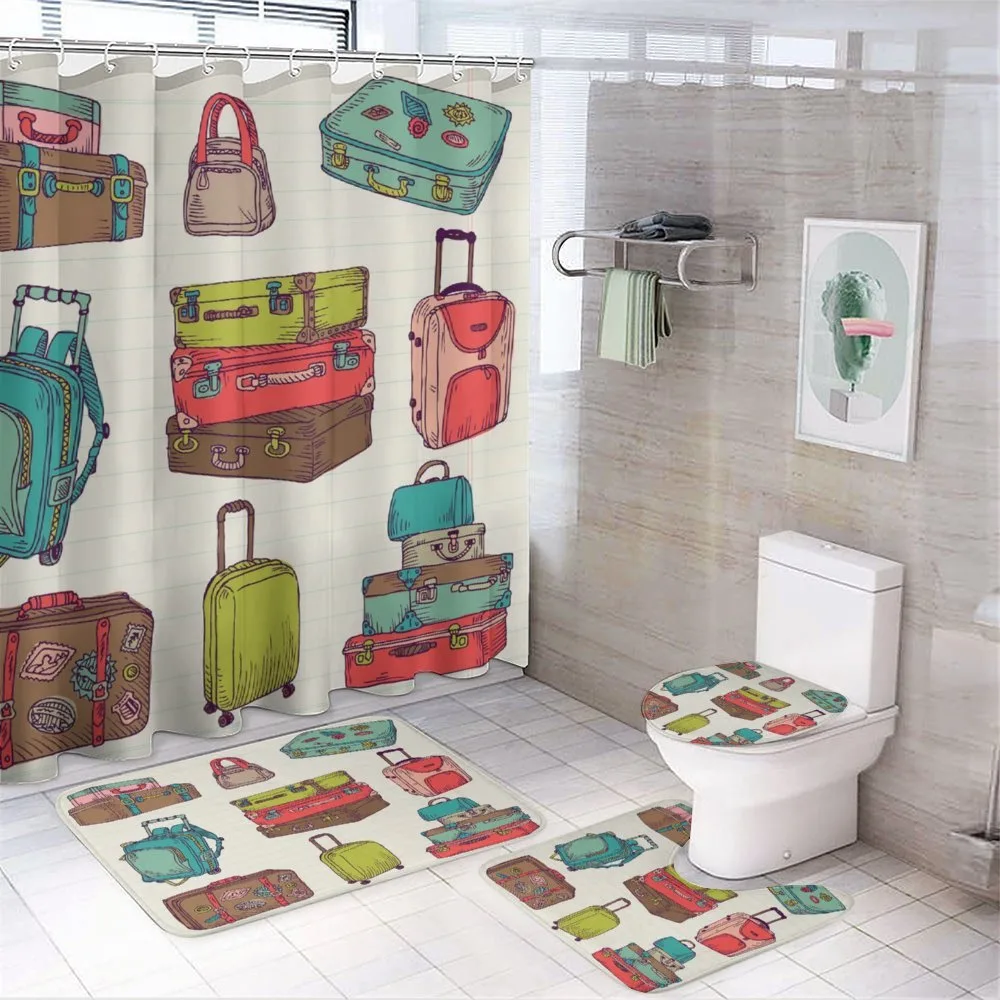 Colorful Suitcases — 4-Piece Bathroom Set preview
