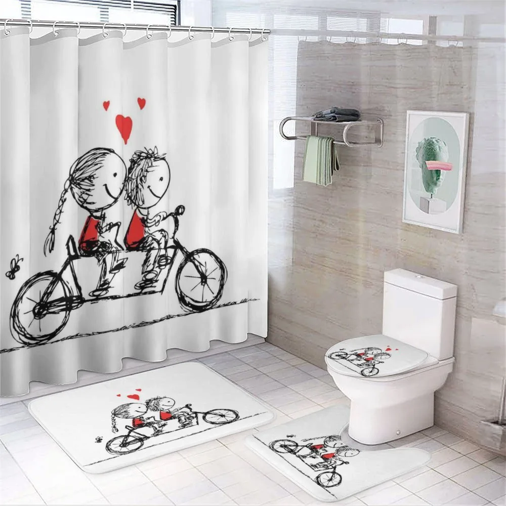 Couple Cycling Together — 4-Piece Bathroom Set preview