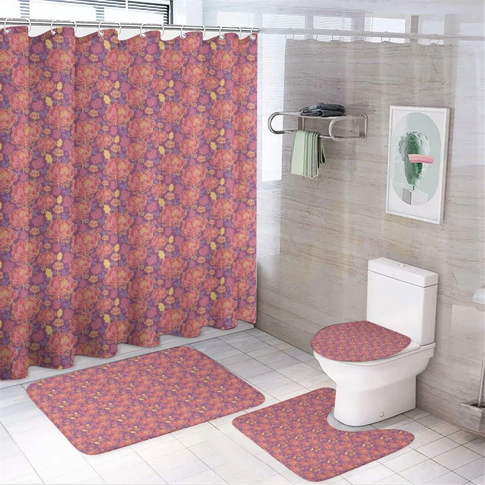Flowers and Swirls — 4-Piece Bathroom Set preview