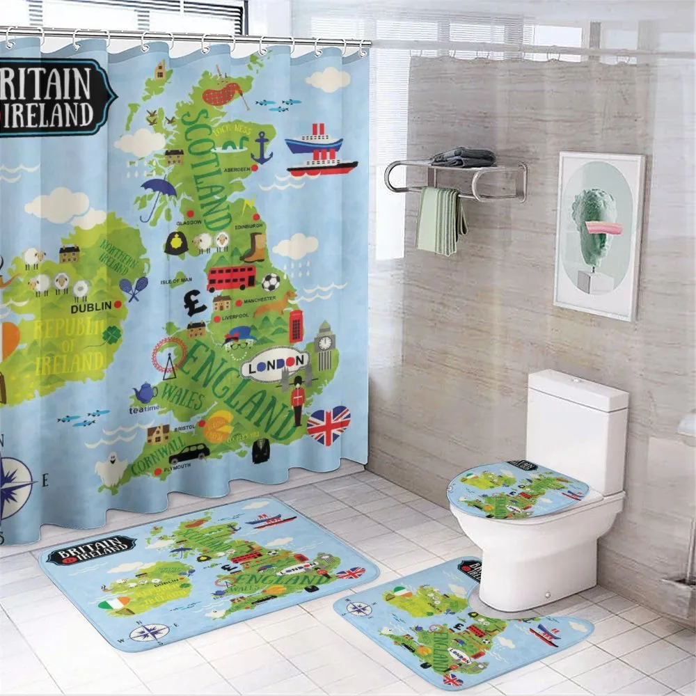 Maps of Britain Ireland — 4-Piece Bathroom Set preview