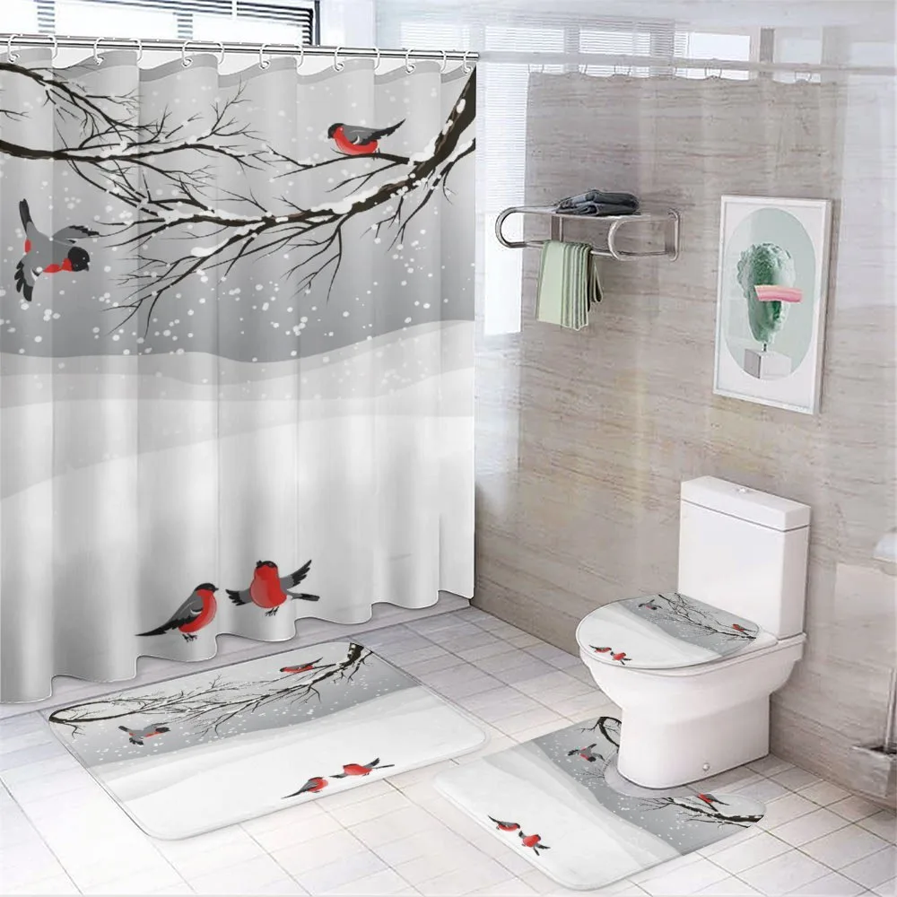 Wintertime Cartoon Birds — 4-Piece Bathroom Set preview