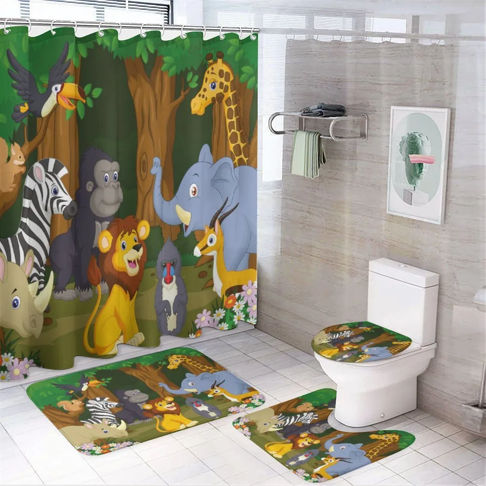 Cartoon Elephant Lion — 4-Piece Bathroom Set preview