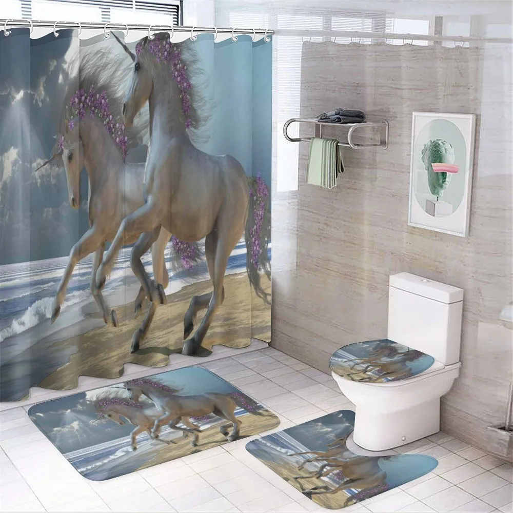 Flower Adorned Mane Horse — 4-Piece Bathroom Set preview