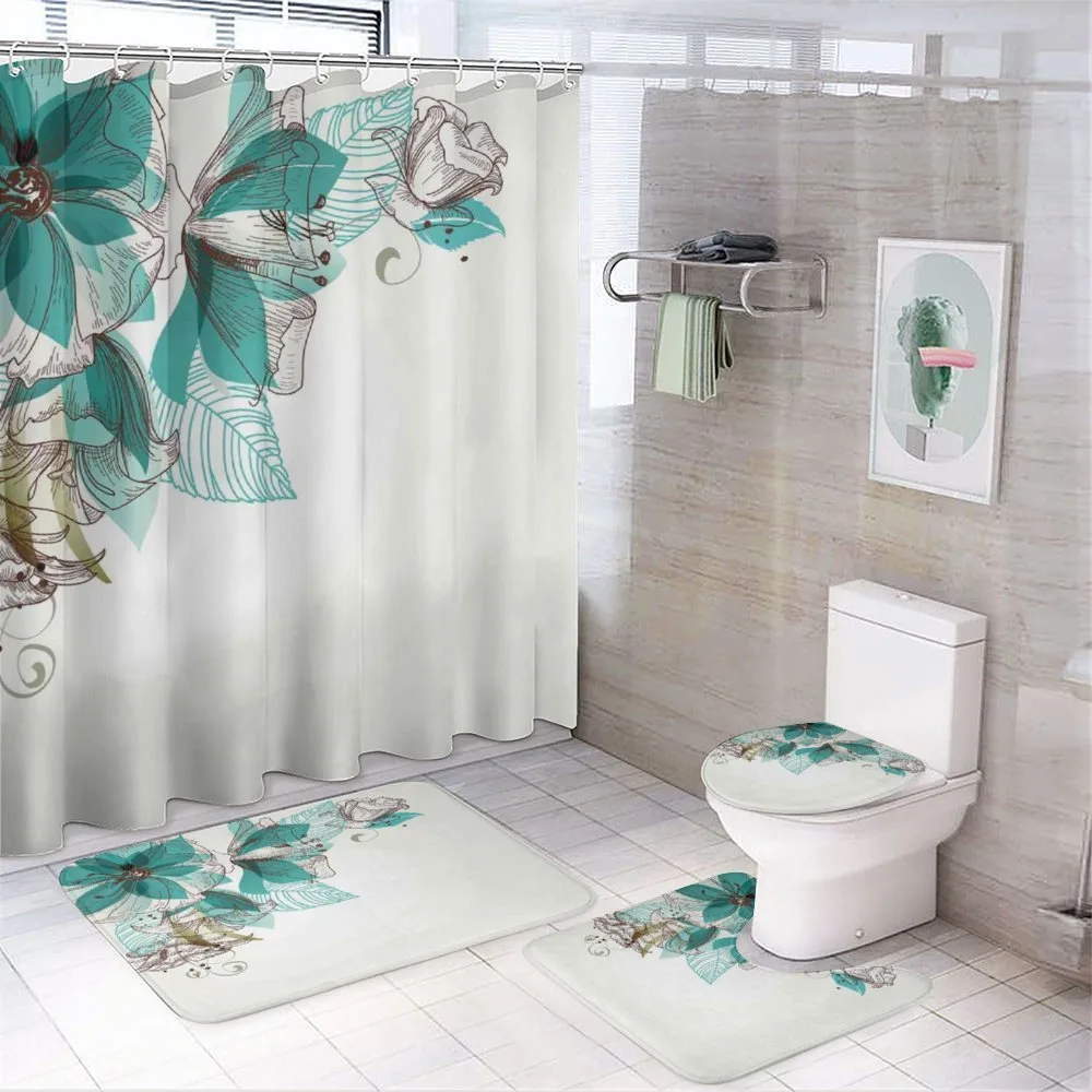 Flowers Buds Leaf — 4-Piece Bathroom Set preview