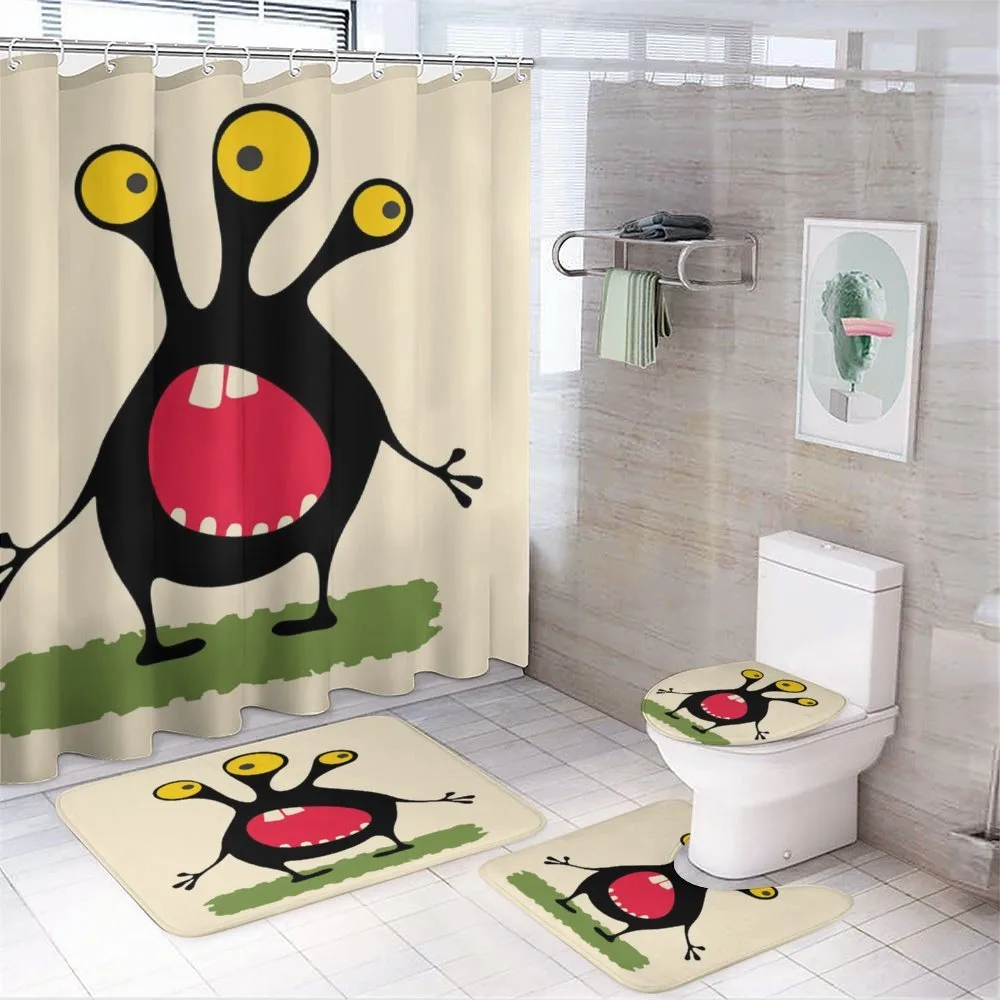 Funny Monster with 3 Eyes — 4-Piece Bathroom Set preview